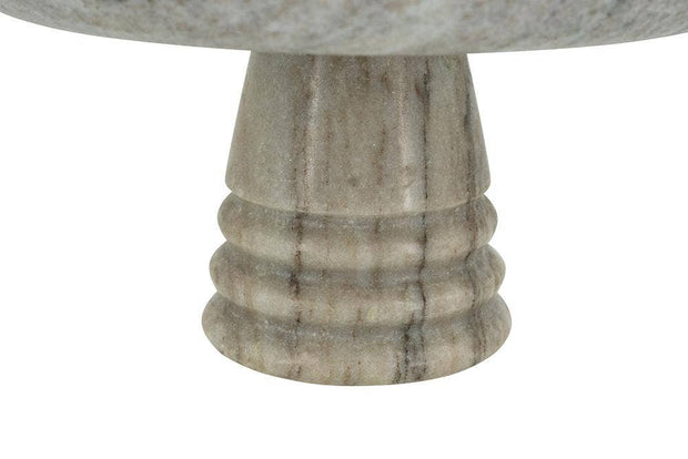 Marble Pedestal Bowl w/ Natural Gray Ribbed Base