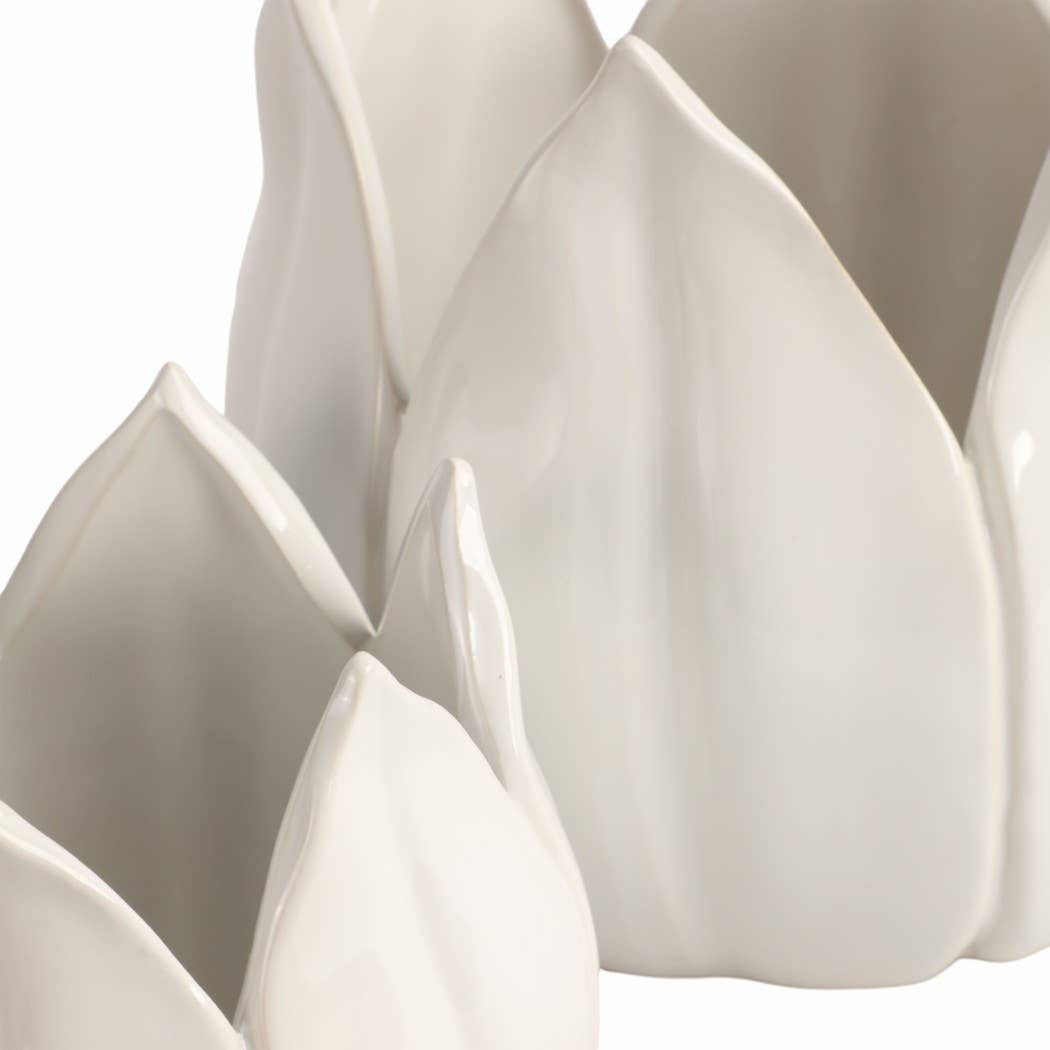 White Ceramic Tulip Petal Planters