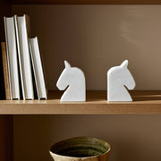 S/2- White Marble Horse Head Bookends