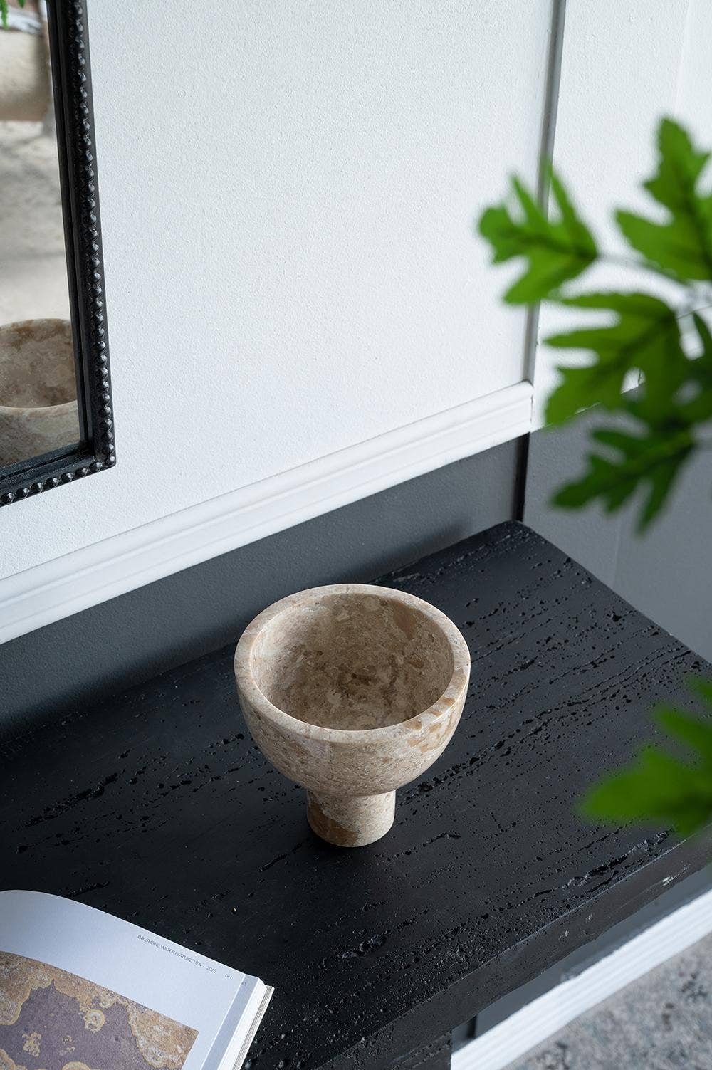 Cream Marble Pedestal Bowl