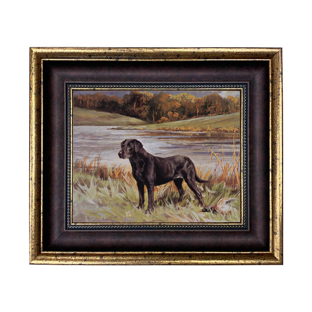 Labrador Retriever with Duck Framed Oil Painting Print