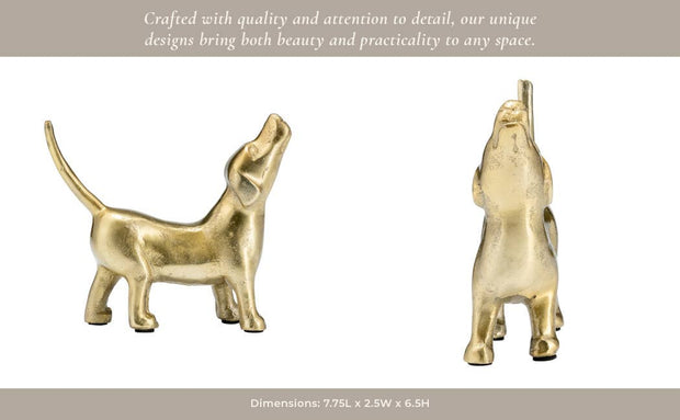 Gold Howling Dog Figurine