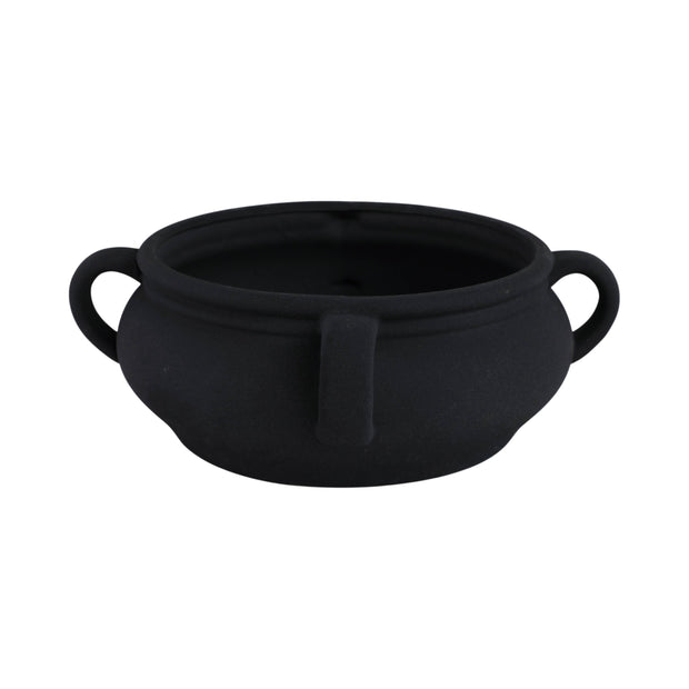 Black Textured Bowl with Handles