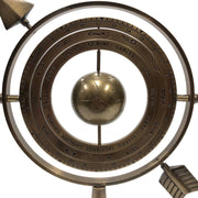 9-1/2" Antiqued Brass Armillary with Wood Base - Antique