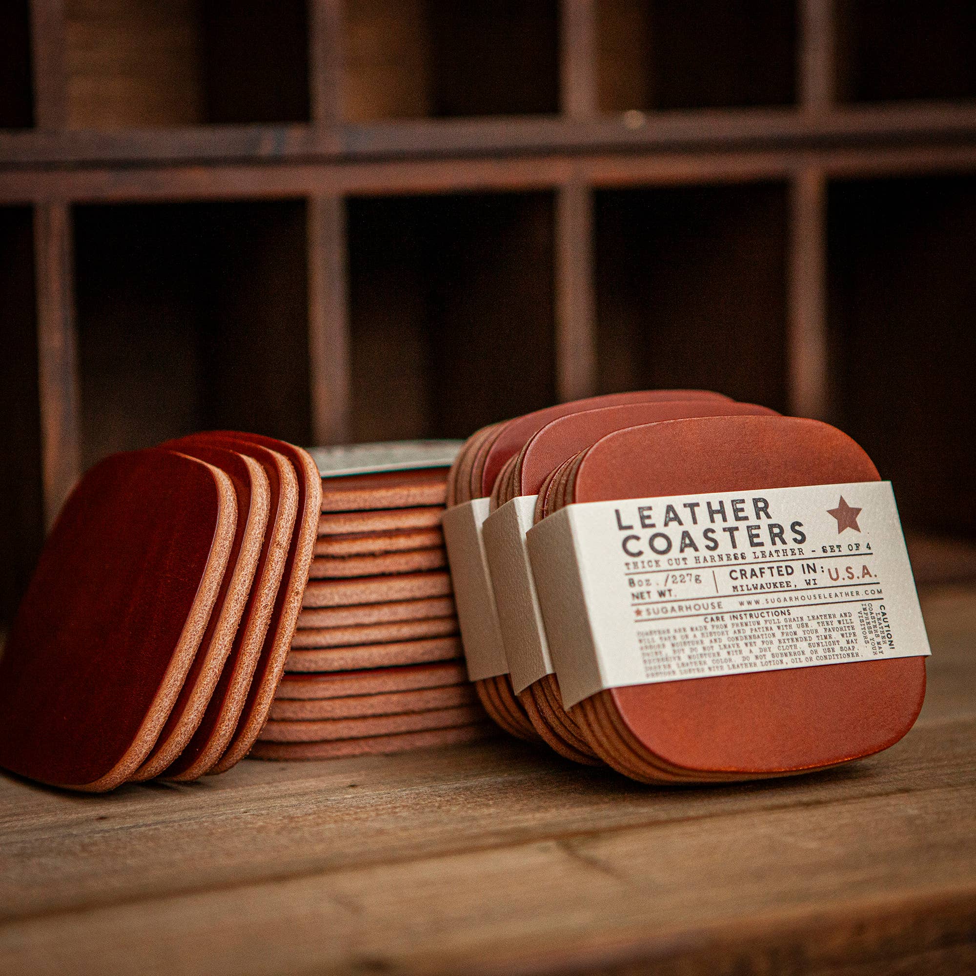 Premium Leather Coasters Set of 4