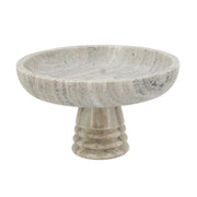 Marble Pedestal Bowl w/ Natural Gray Ribbed Base