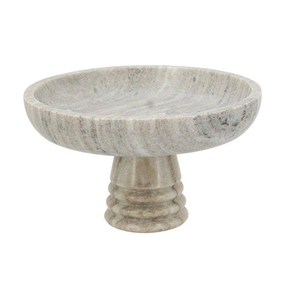 Marble Pedestal Bowl w/ Natural Gray Ribbed Base