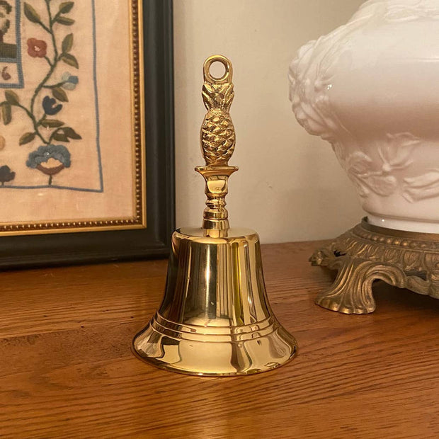 6" Polished Brass Pineapple Hand Bell- Antique Vintage Style
