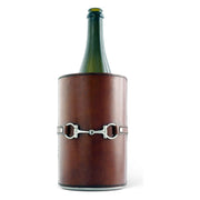 Premium Genuine Leather Bit Wine Bottle Chiller  - Stainless Lined