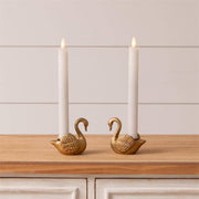 Set of Swan Tapered Candle Holders