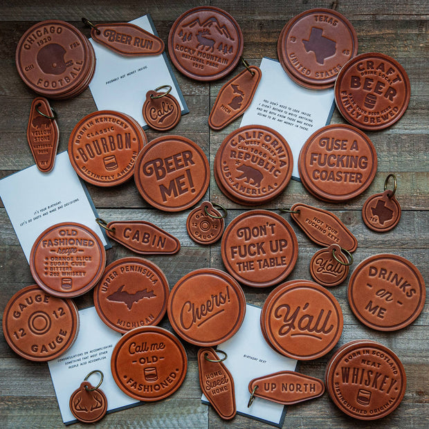 Bourbon Leather Coaster Set