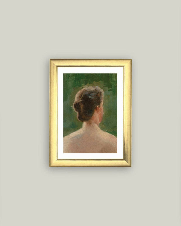 Back of Woman Portrait Framed Antique Art