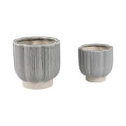 Blue/Ivory Stoneware Scallop Planter