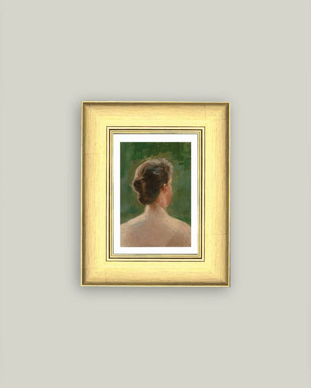 Back of Woman Portrait Framed Antique Art