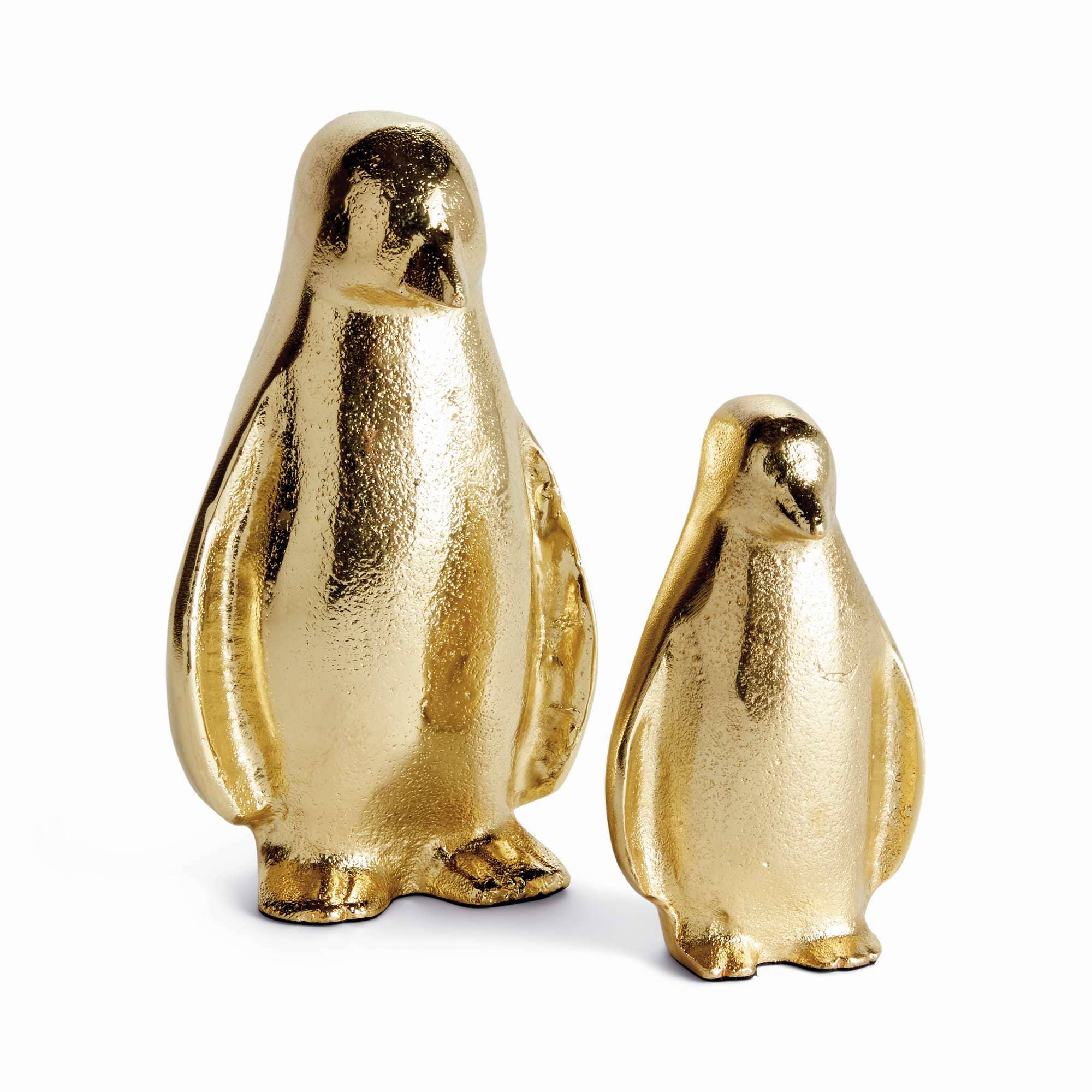 Penguin Pair - Gold Aluminum Sculptures- set of 2