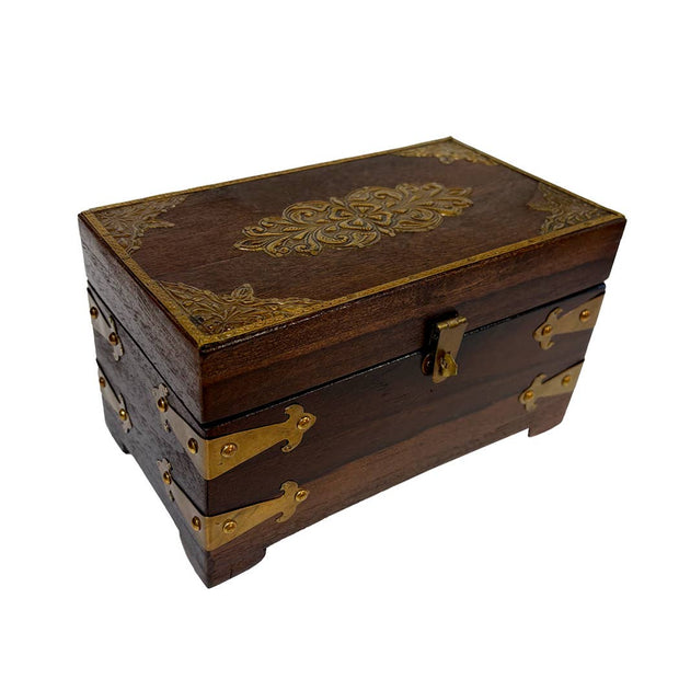 8" Colonial Style Solid Wood Tea Caddy- Antique Reproduction