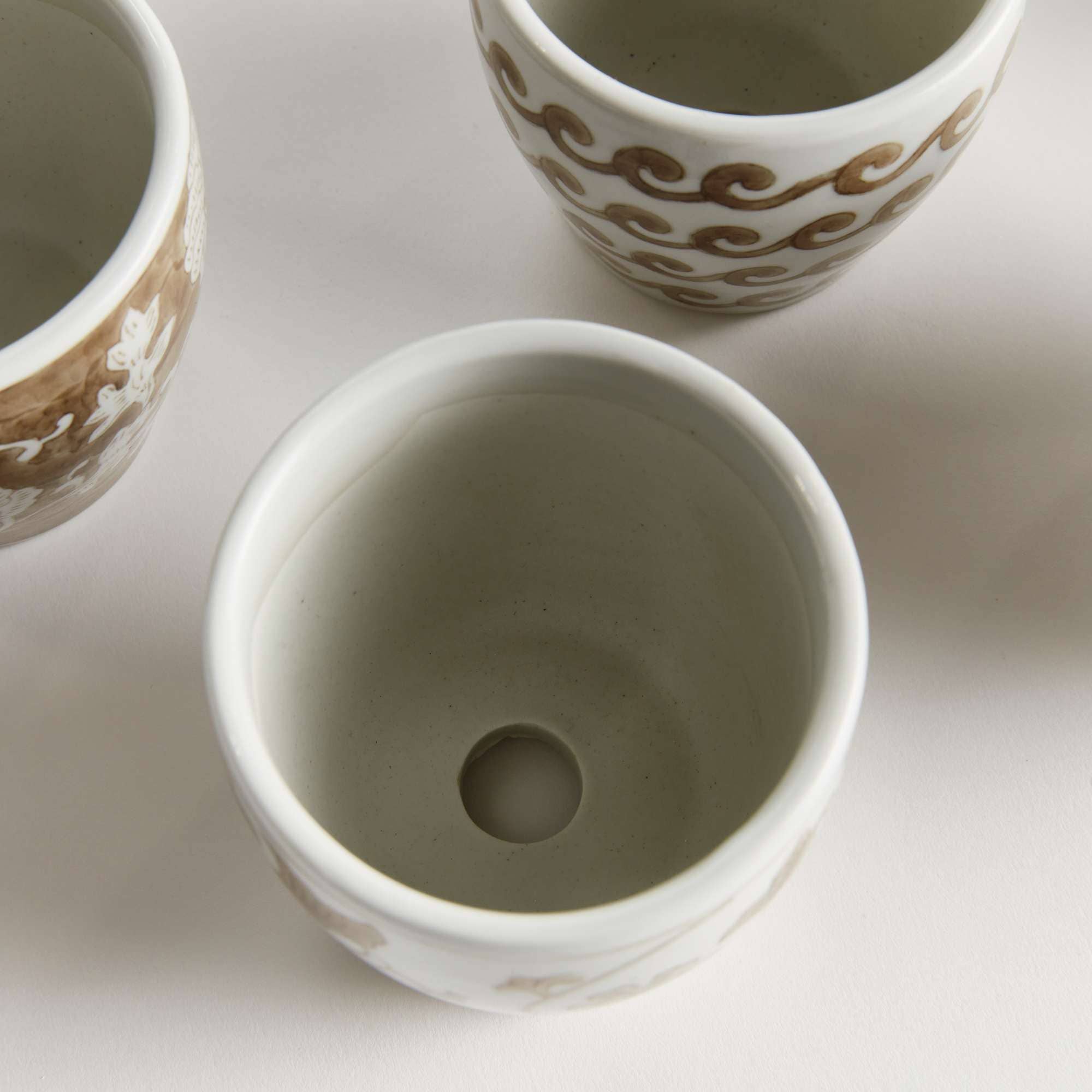 Province Mini Flower Pot,  Brown & White Ceramic