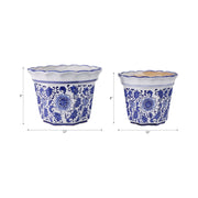 Blue Stoneware Chinoiserie Pot Planter