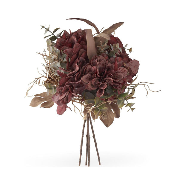 14" Burgundy Faux Dried Floral Bundle