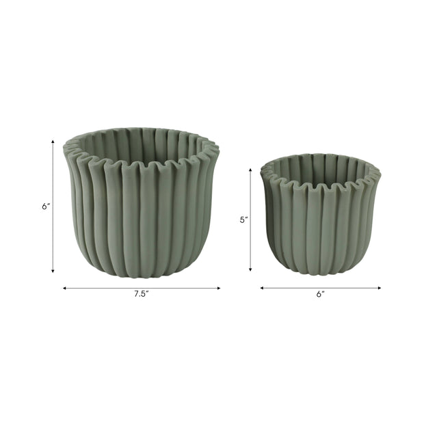 Sage Green Fluted Planter