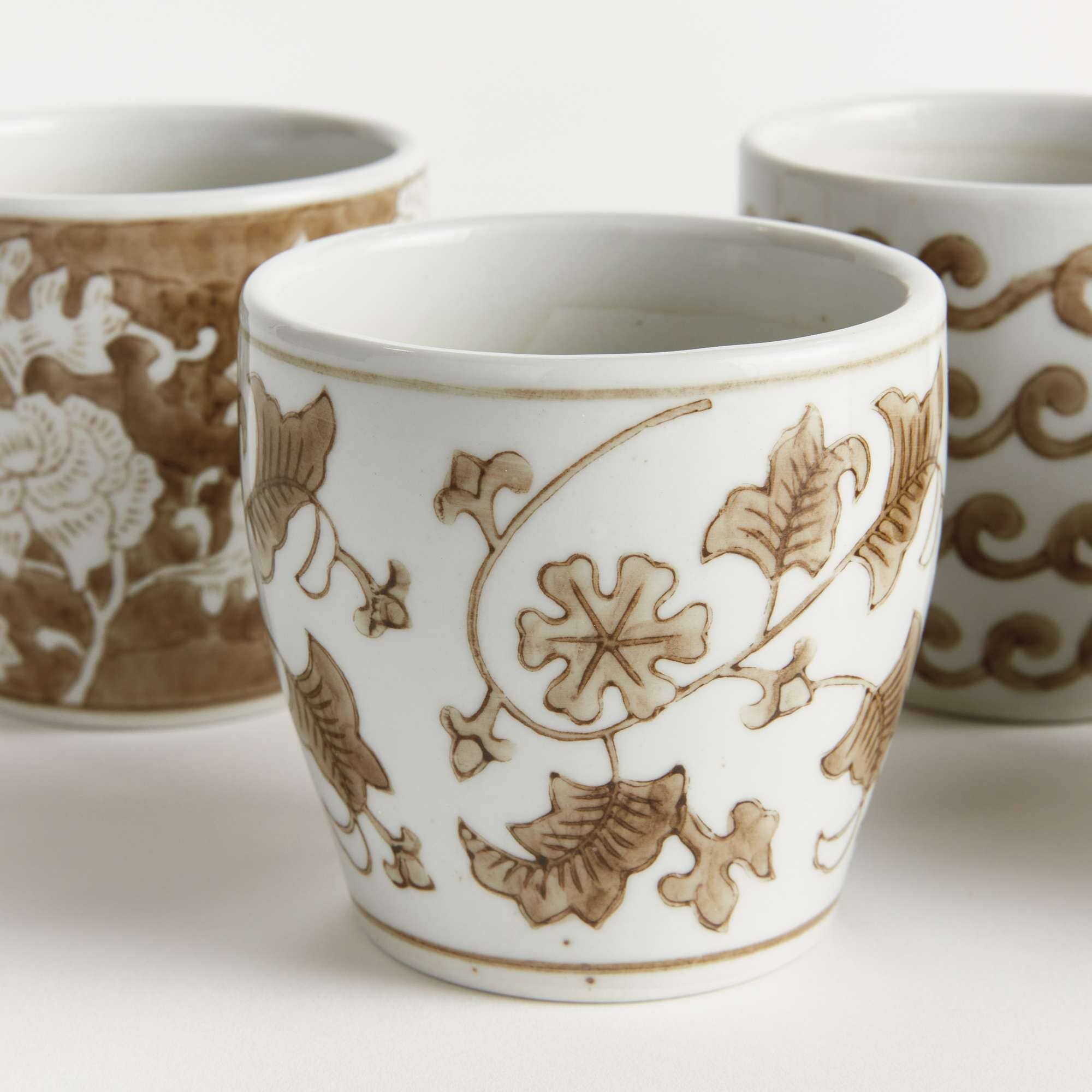 Province Mini Flower Pot,  Brown & White Ceramic