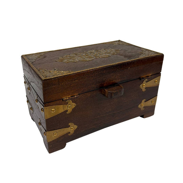 8" Colonial Style Solid Wood Tea Caddy- Antique Reproduction