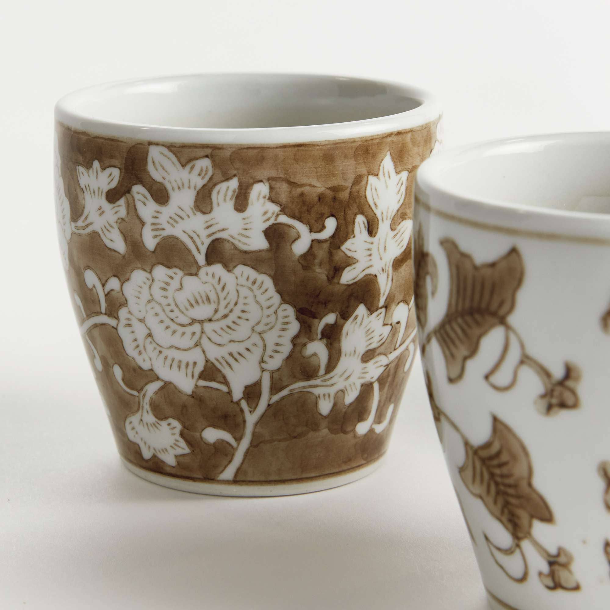 Province Mini Flower Pot,  Brown & White Ceramic