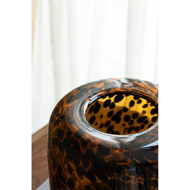 Amber Leopard Glass Vase
