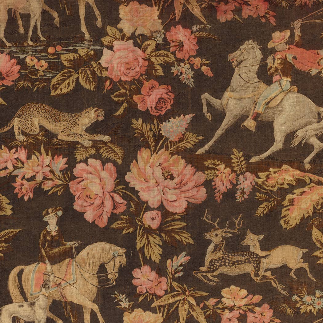 Pink and Brown Equestrian Fabric Print Decorative Tray