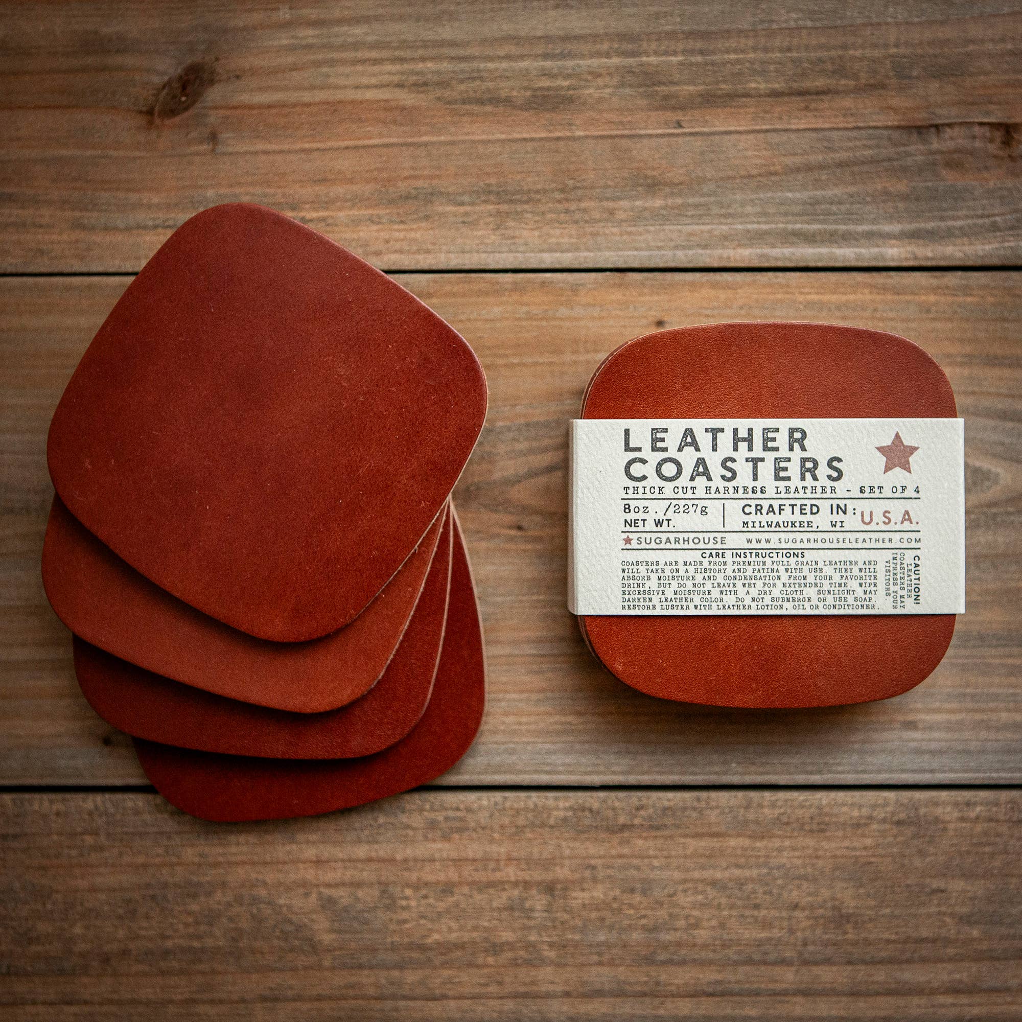 Premium Leather Coasters Set of 4
