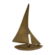 5-1/4" Antiqued Solid Brass Sail Boat Paperweight Desk Decor