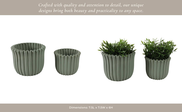 Sage Green Fluted Planter