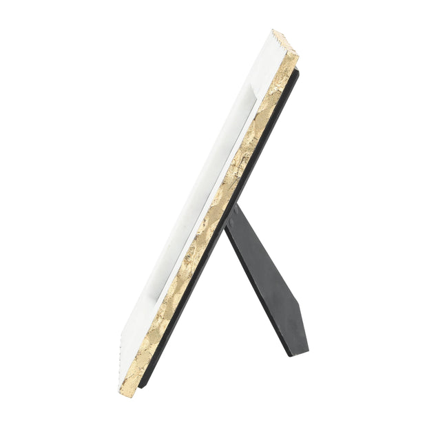 White  Marble Photo Frame with Gold Trim