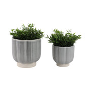 Blue/Ivory Stoneware Scallop Planter