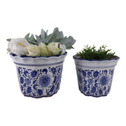 Blue Stoneware Chinoiserie Pot Planter