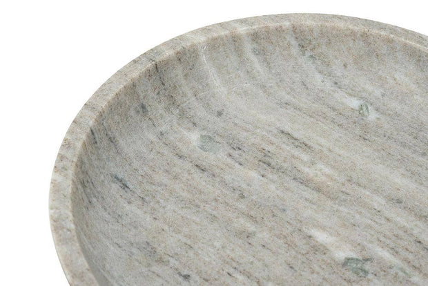 Marble Pedestal Bowl w/ Natural Gray Ribbed Base