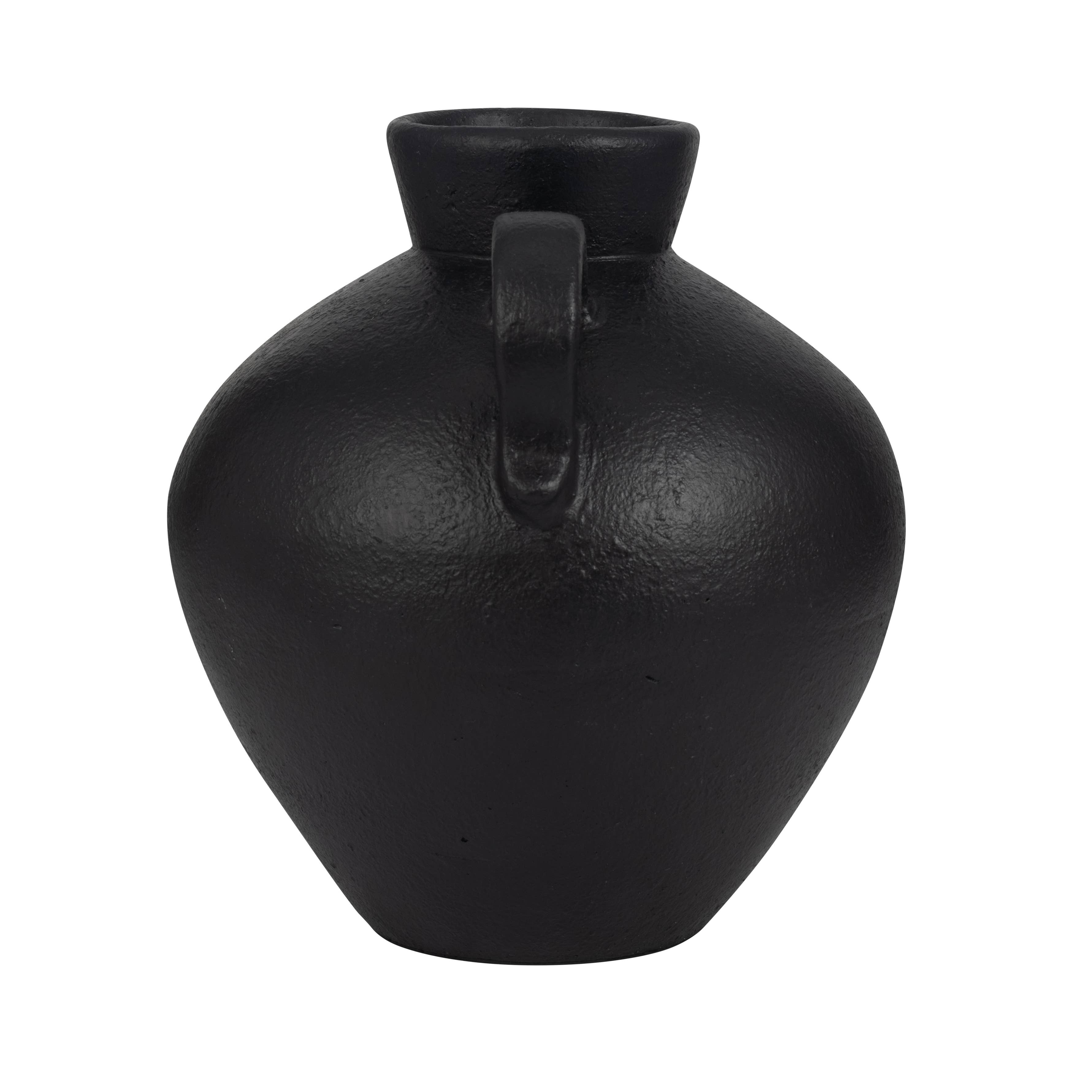 Black Terra Cotta Amphora Organic Vase