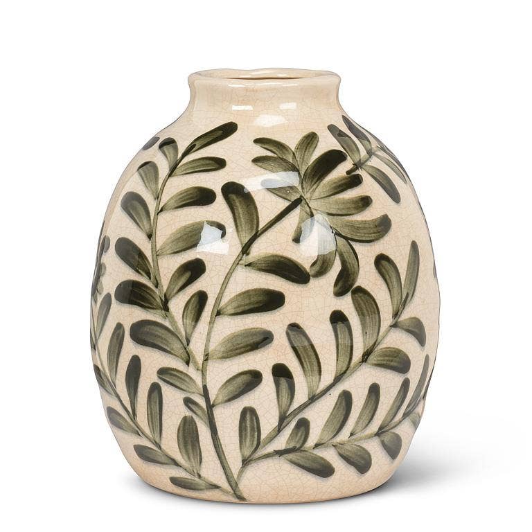Green Frond Round Vase, 7