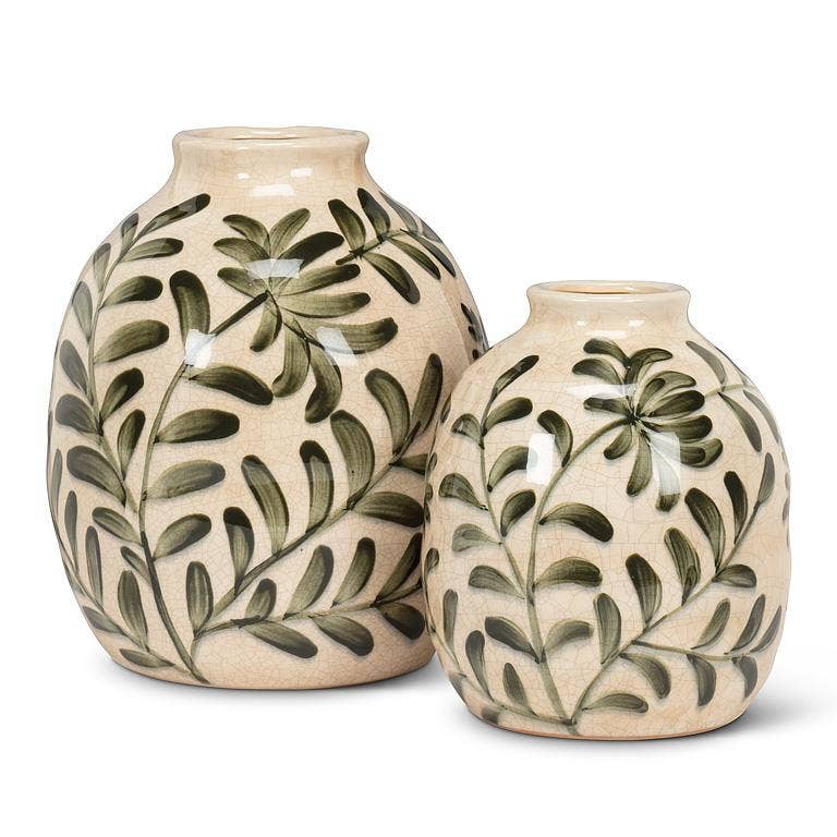Green Frond Round Vase, 7