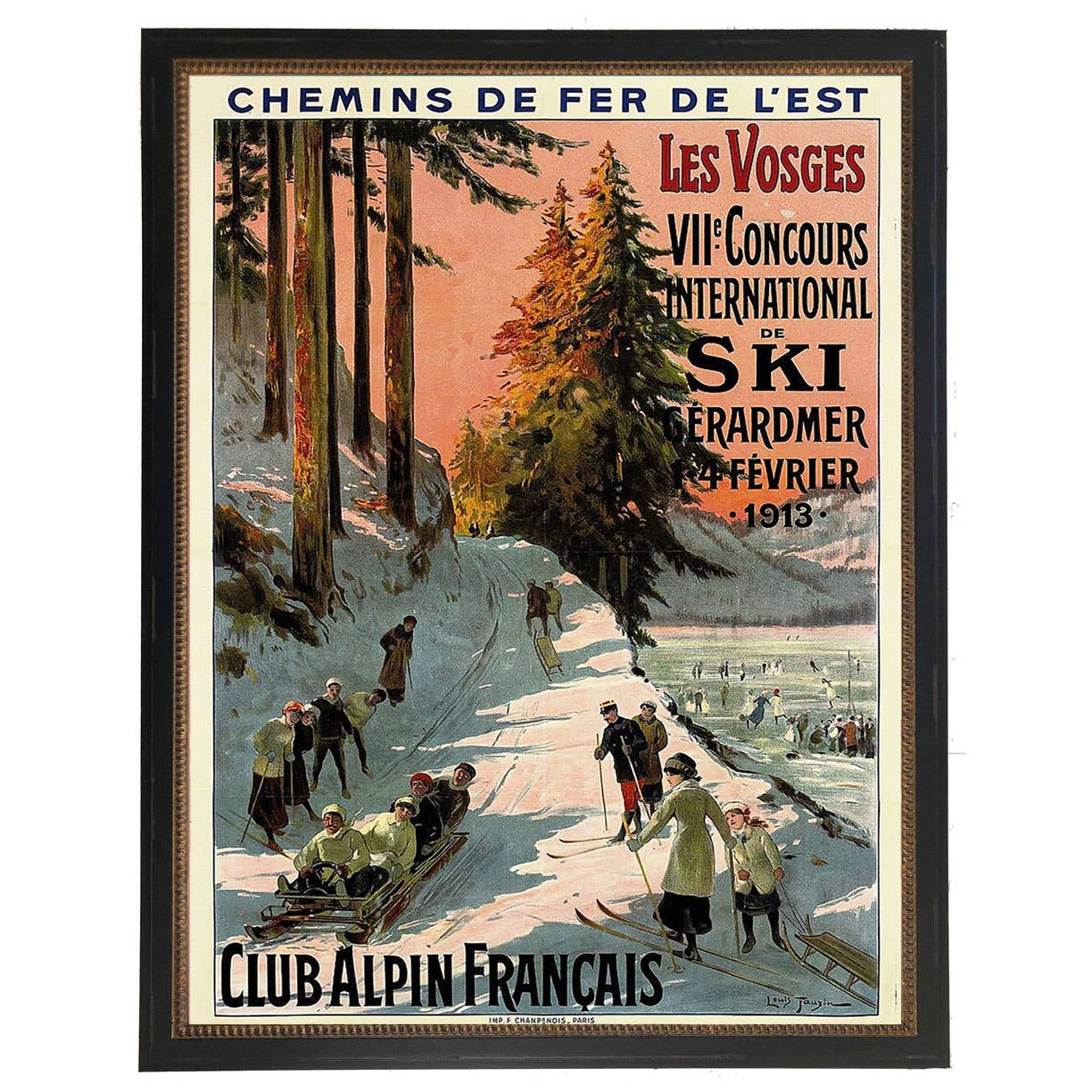 Framed Vintage Ski Poster