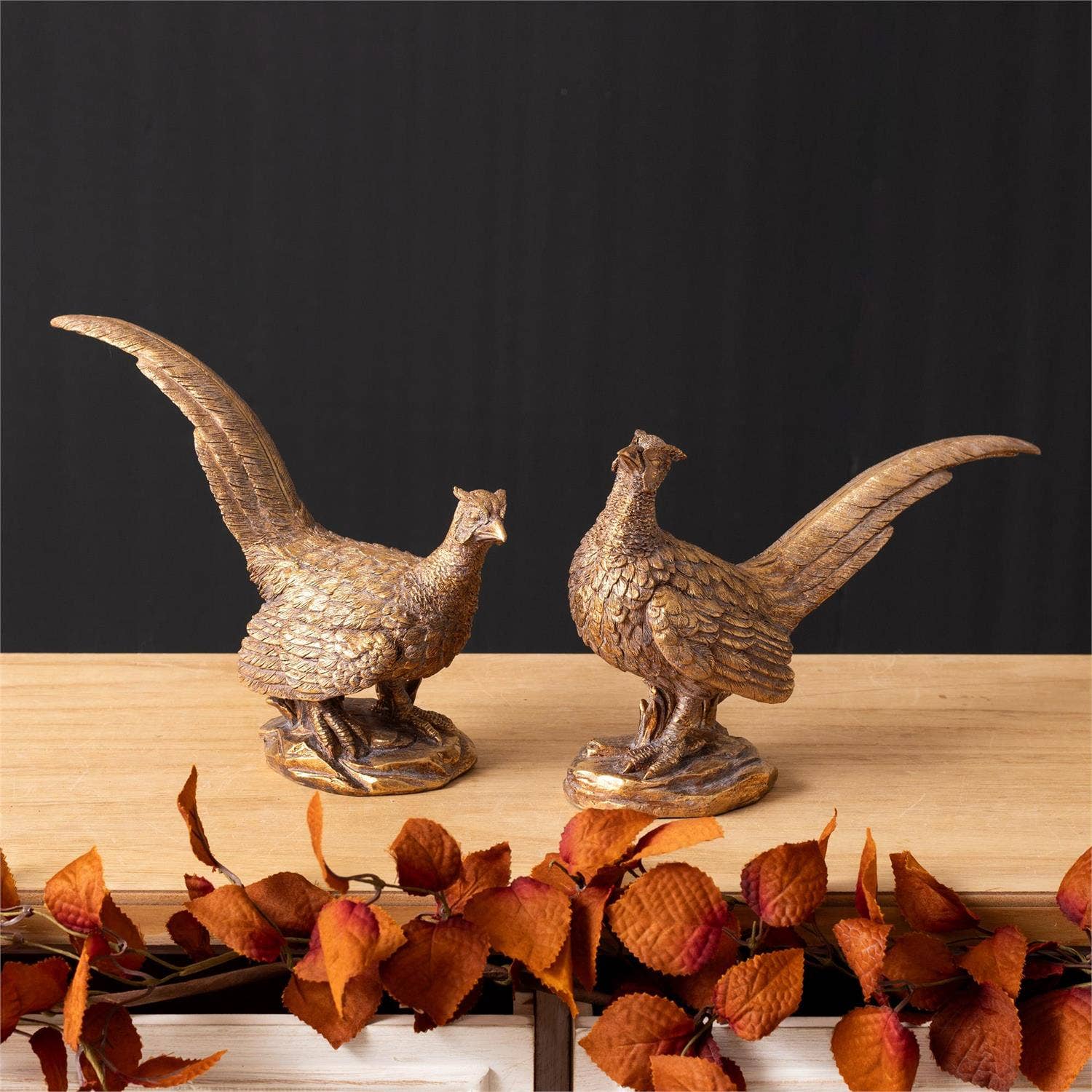 Gold Pheasant Figurine - Set of 2