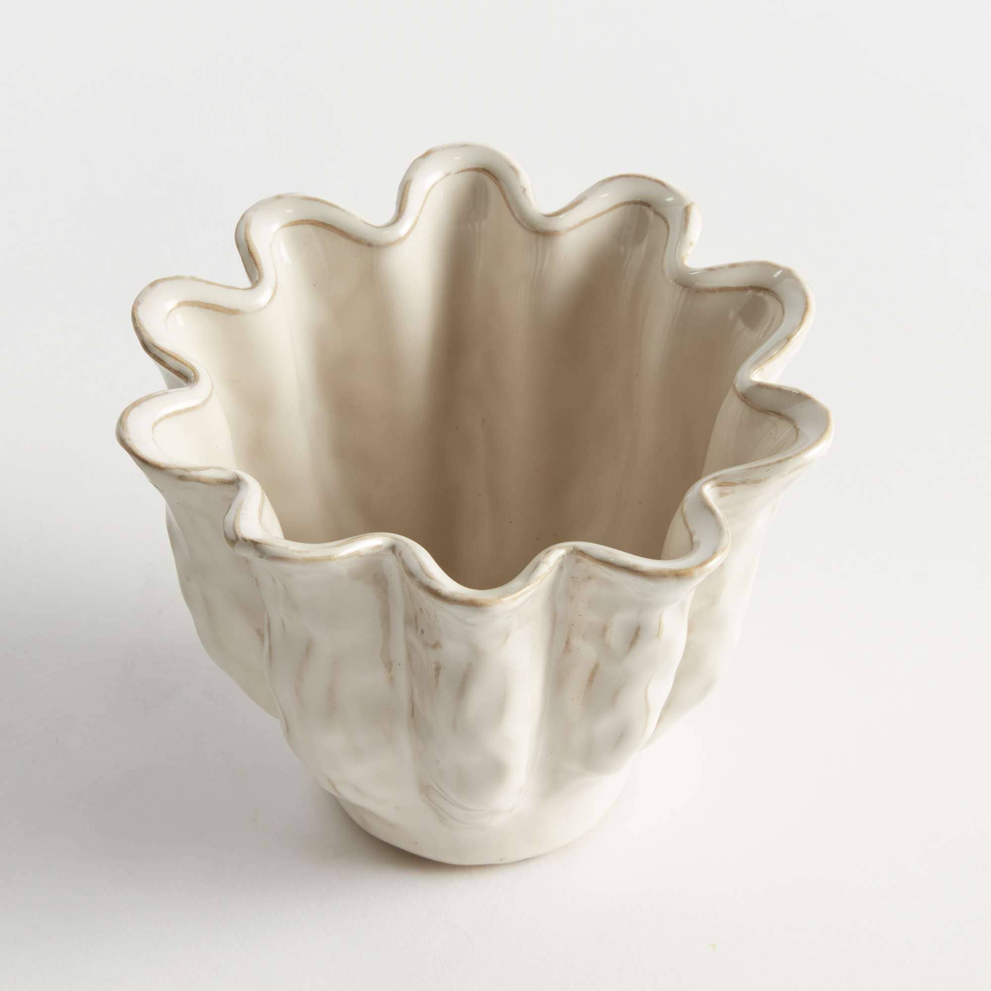Lillian Antique White Ceramic Cachepot - small