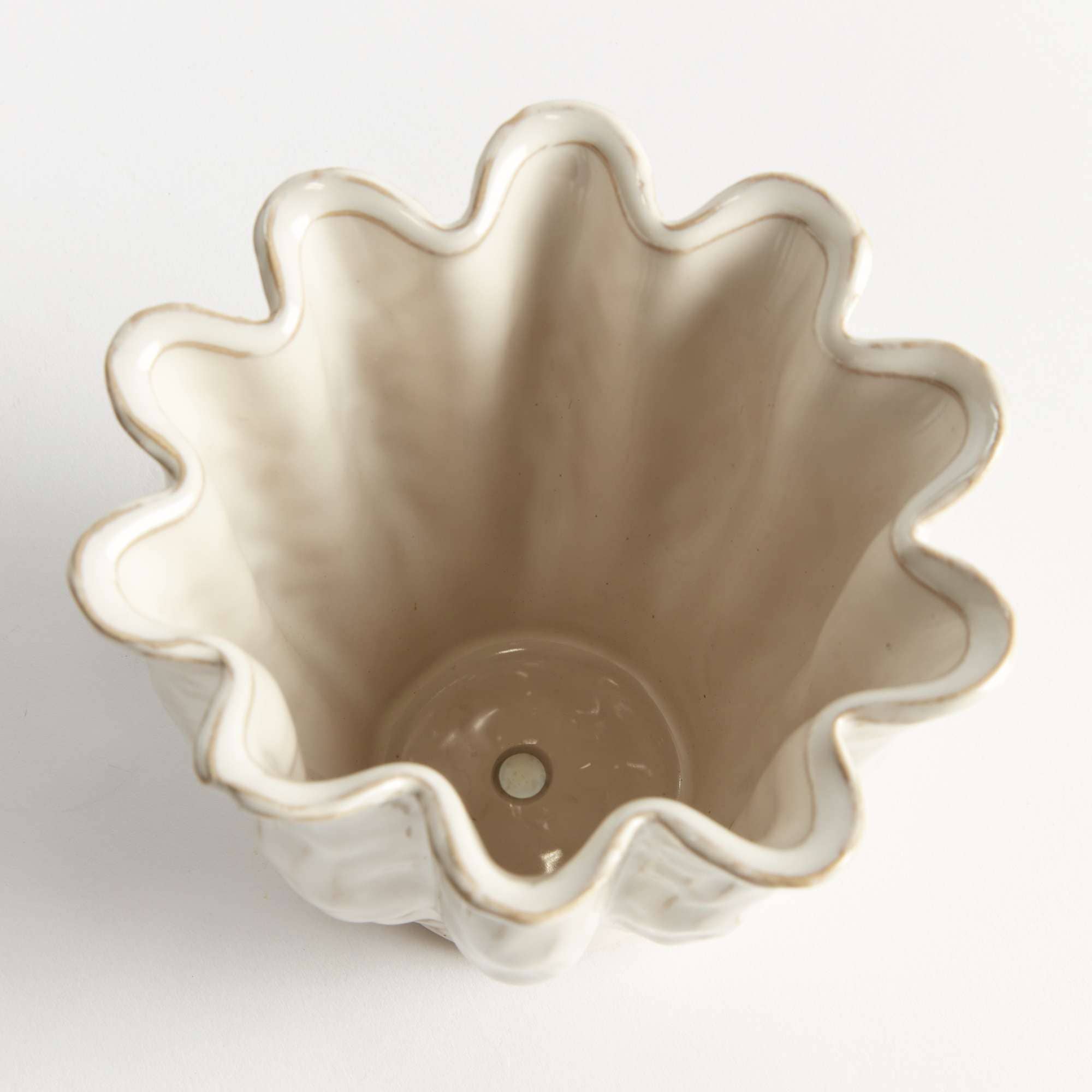 Lillian Antique White Ceramic Cachepot - small