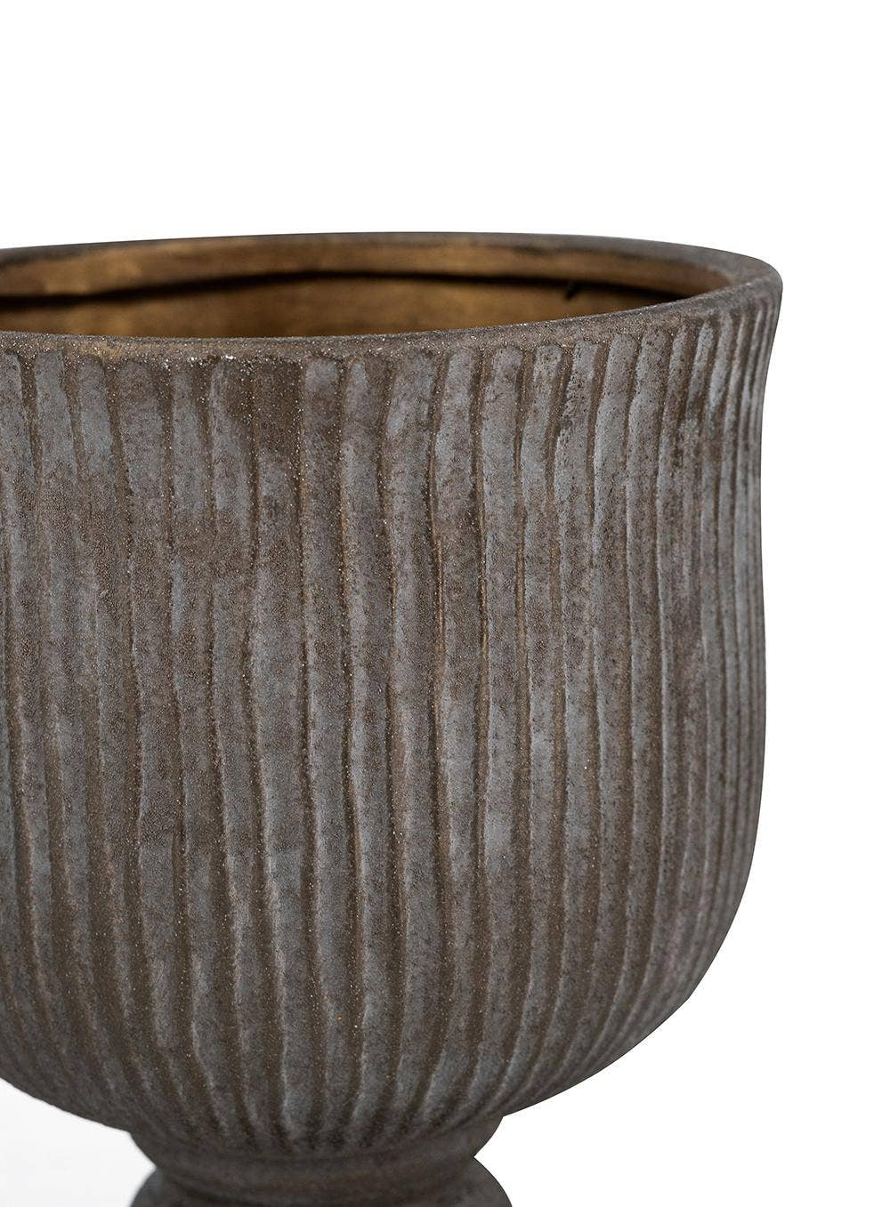 Terracotta Vase w/ Ridged Bronze Finish