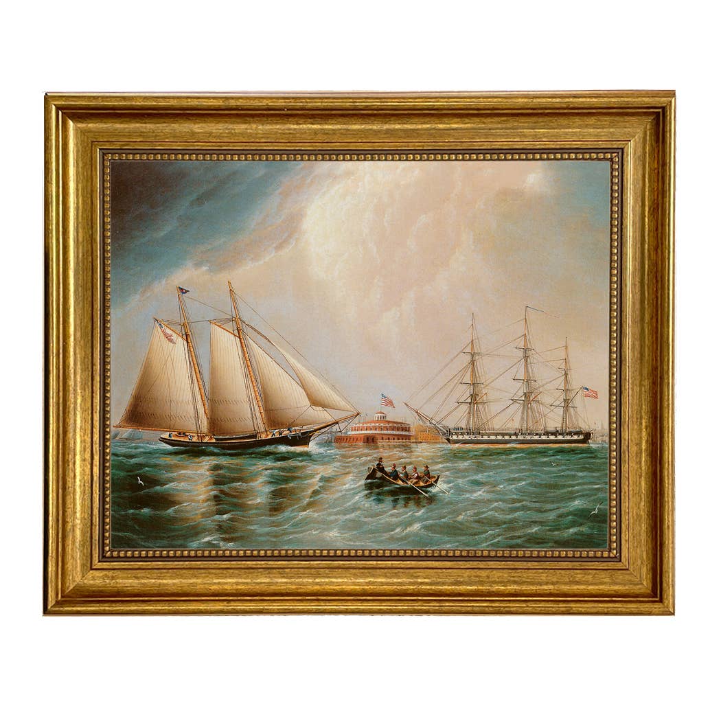 Yacht America- New York Harbor Vintage Canvas Painting Print