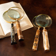 Gold Magnifying Glasses with Natural Horn Handle