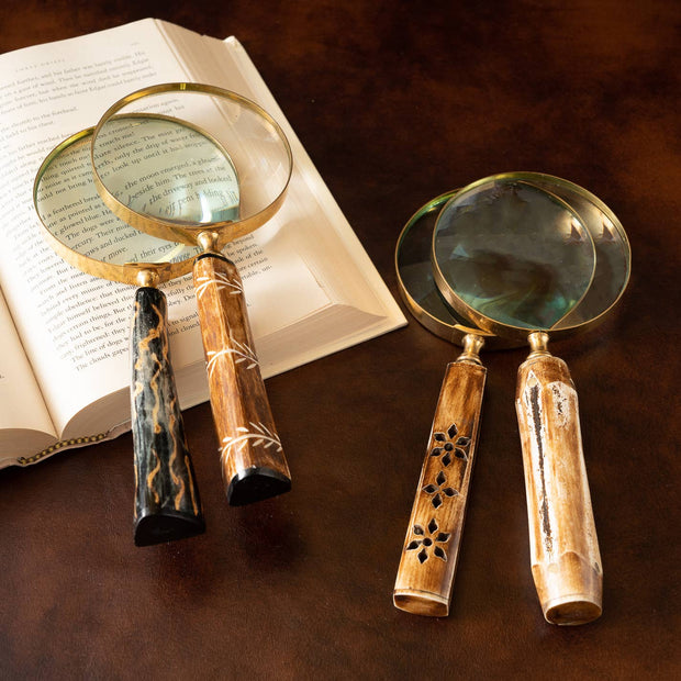 Gold Magnifying Glasses with Natural Horn Handle
