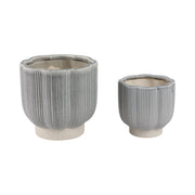 Blue/Ivory Stoneware Scallop Planter