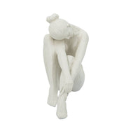 White Resin Contemplative Figure Sculpture