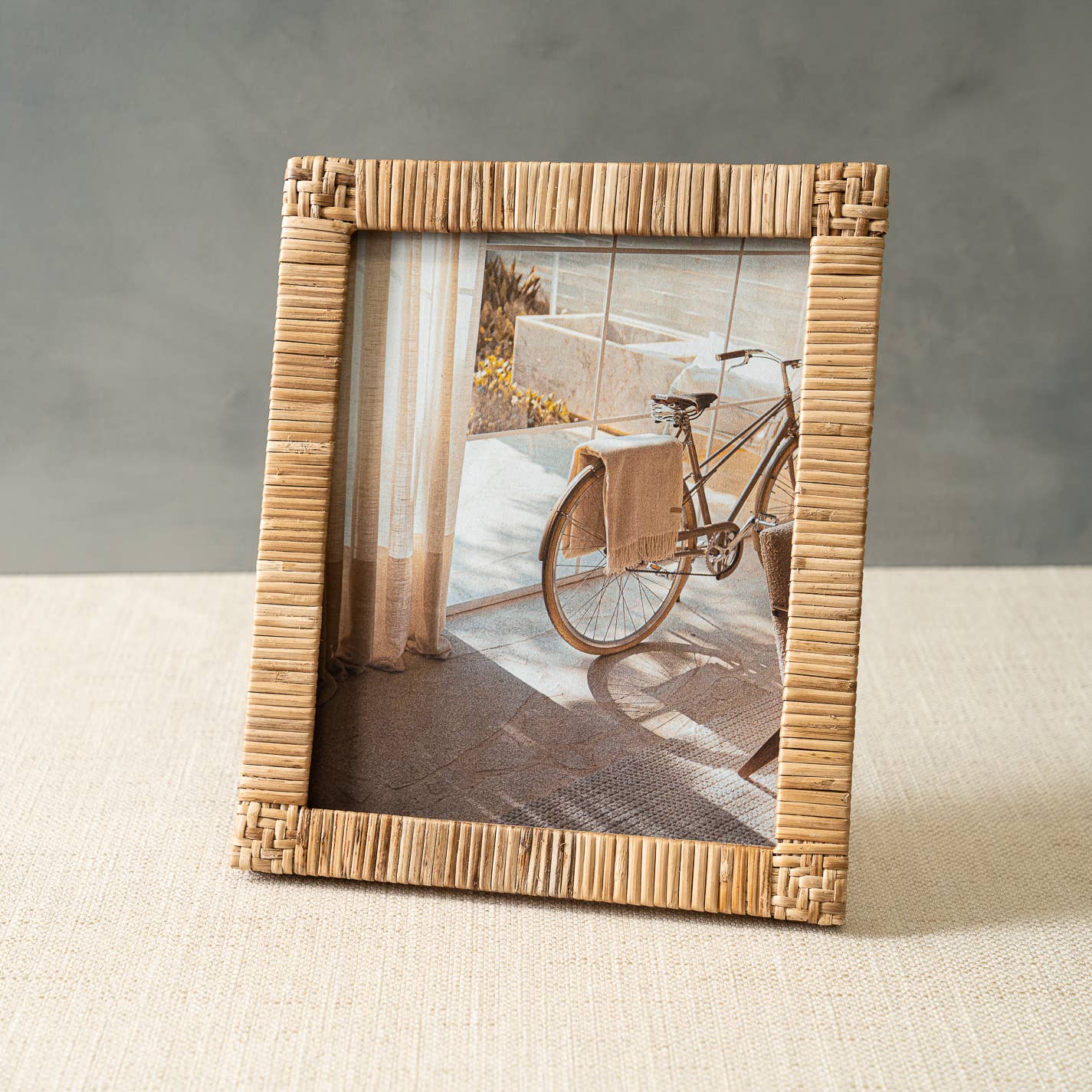 Woven Four Corners Rattan Photo Frame, Large